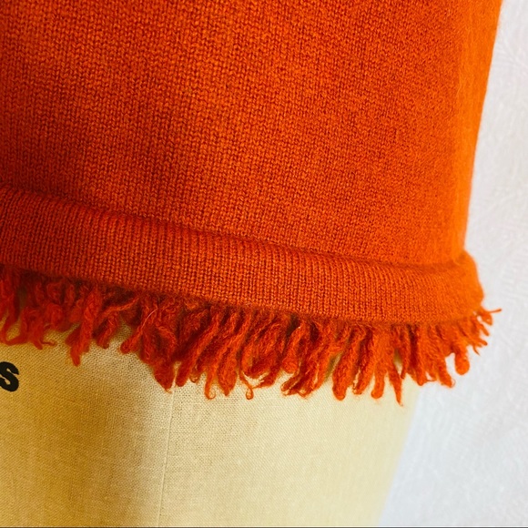 Pure Mongolian cashmere XS/S burnt orange fringed shell/vest EUC - Picture 3 of 8